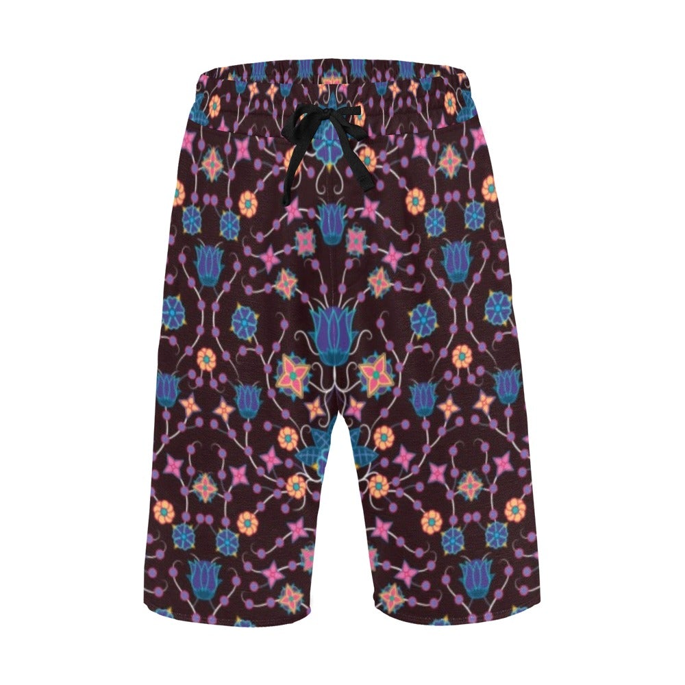 Floral Damask Purple Men's All Over Print Casual Shorts (Model L23) short e-joyer