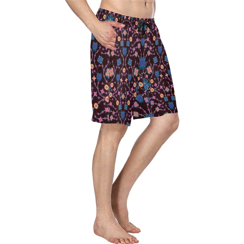 Floral Damask Purple Men's All Over Print Casual Shorts (Model L23) short e-joyer