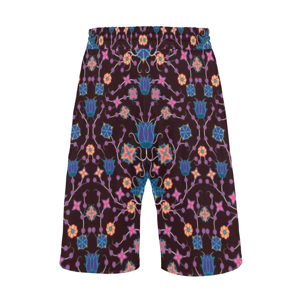 Floral Damask Purple Men's All Over Print Casual Shorts (Model L23) short e-joyer