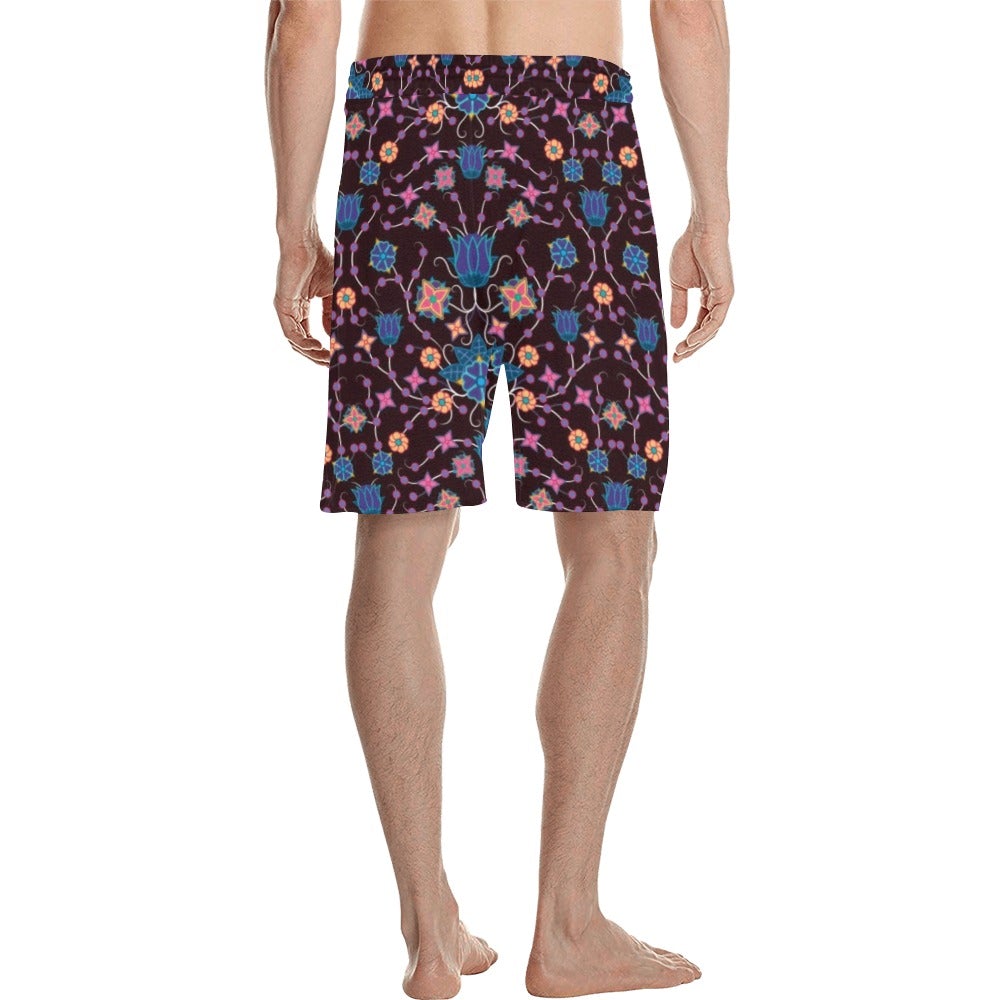 Floral Damask Purple Men's All Over Print Casual Shorts (Model L23) short e-joyer