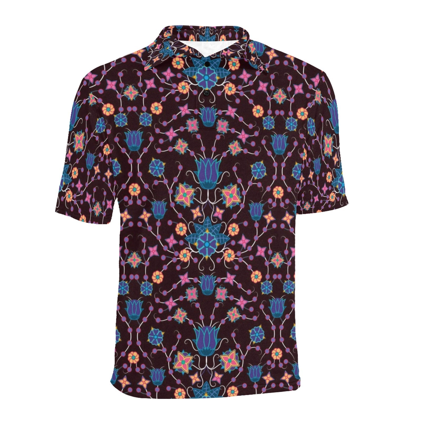Floral Damask Purple Men's All Over Print Polo Shirt (Model T55) Men's Polo Shirt (Model T55) e-joyer