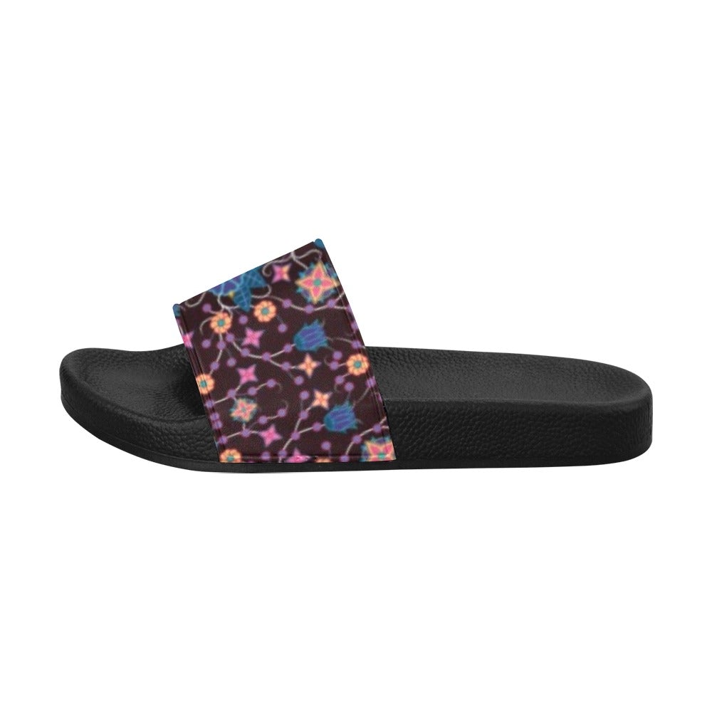 Floral Damask Purple Men's Slide Sandals (Model 057) sandals e-joyer