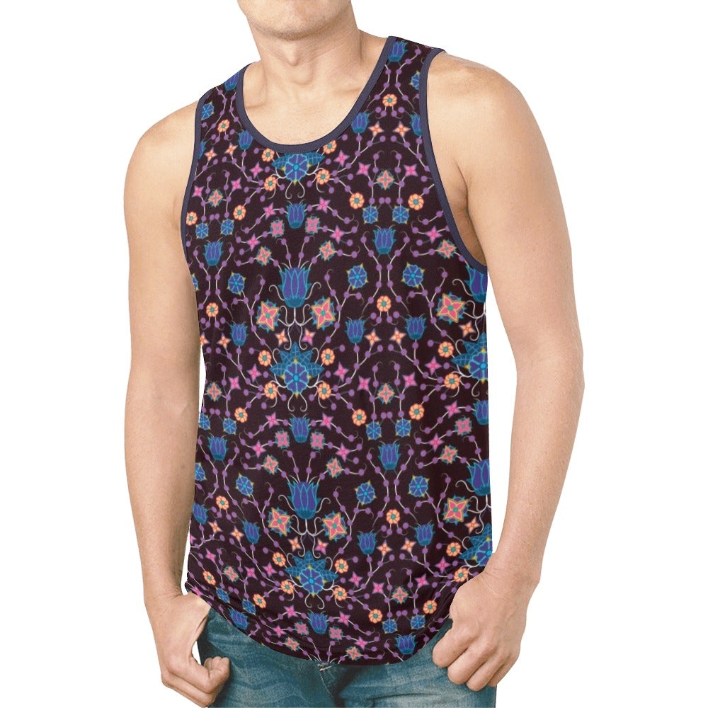 Floral Damask Purple New All Over Print Tank Top for Men (Model T46) tank top e-joyer