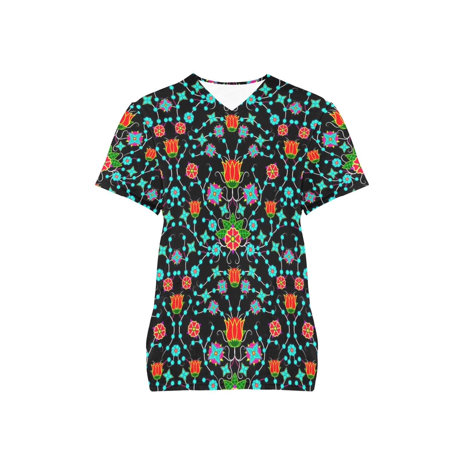 Floral Damask Upgrade All Over Print Scrub Top Scrub Top e-joyer