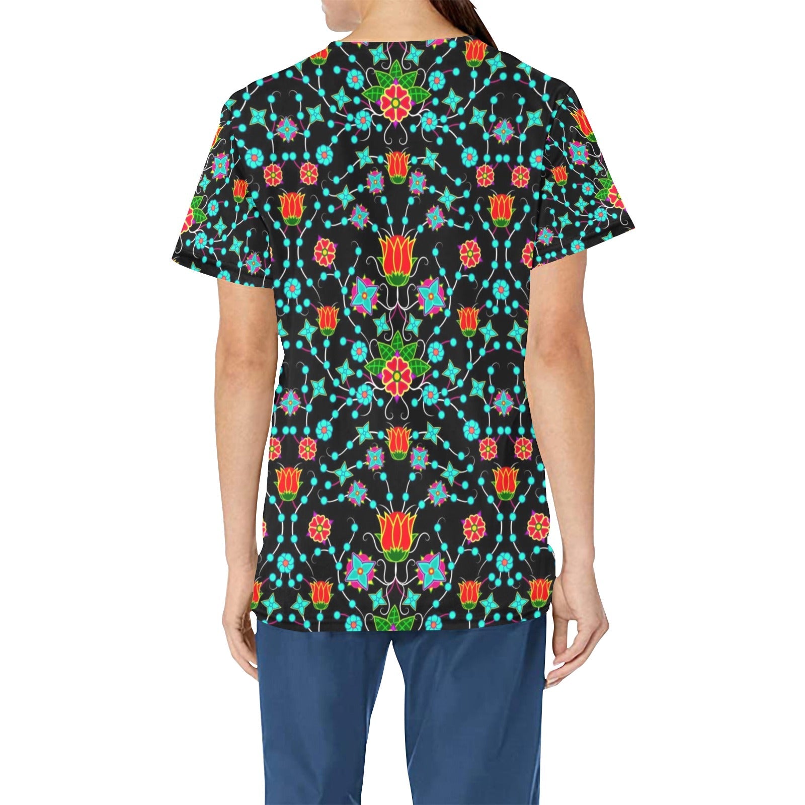 Floral Damask Upgrade All Over Print Scrub Top Scrub Top e-joyer