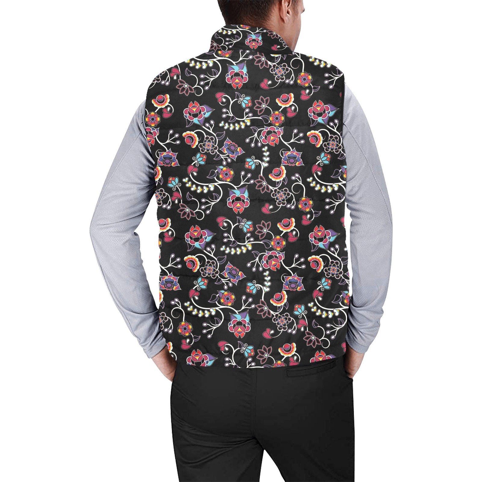 Floral Danseur Men's Padded Vest Jacket (Model H44) Men's Padded Vest Jacket (H44) e-joyer