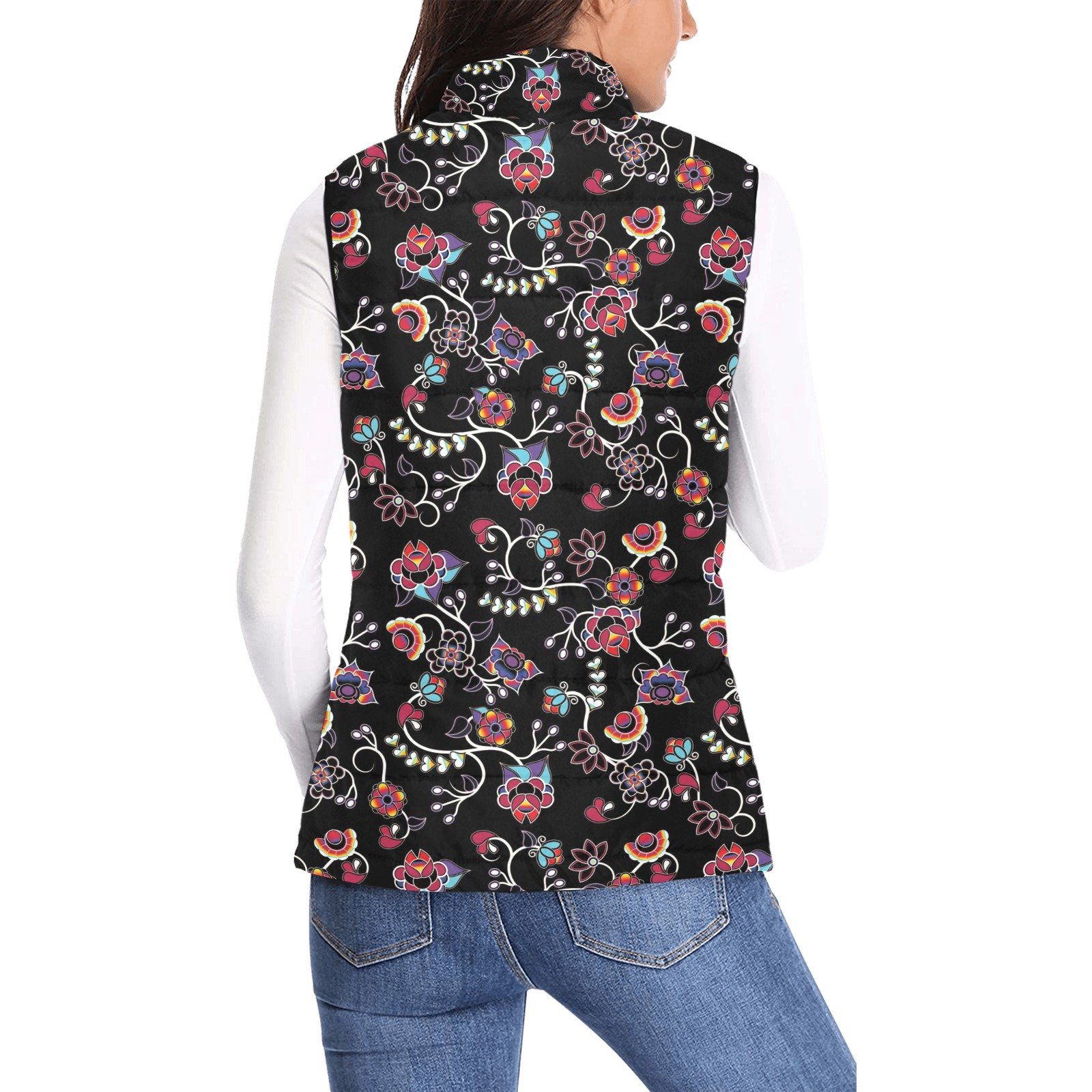 Floral Danseur Women's Padded Vest Jacket (Model H44) Women's Padded Vest Jacket (H44) e-joyer 