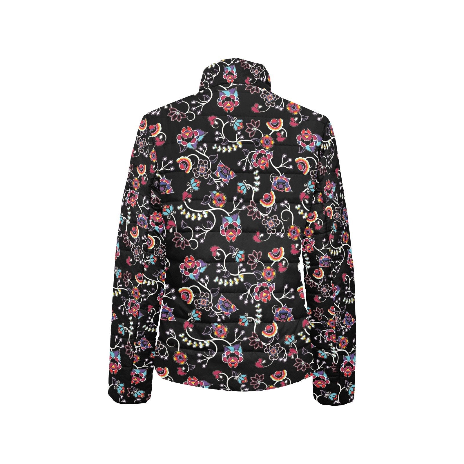 Floral Danseur Women's Stand Collar Padded Jacket (Model H41) jacket e-joyer