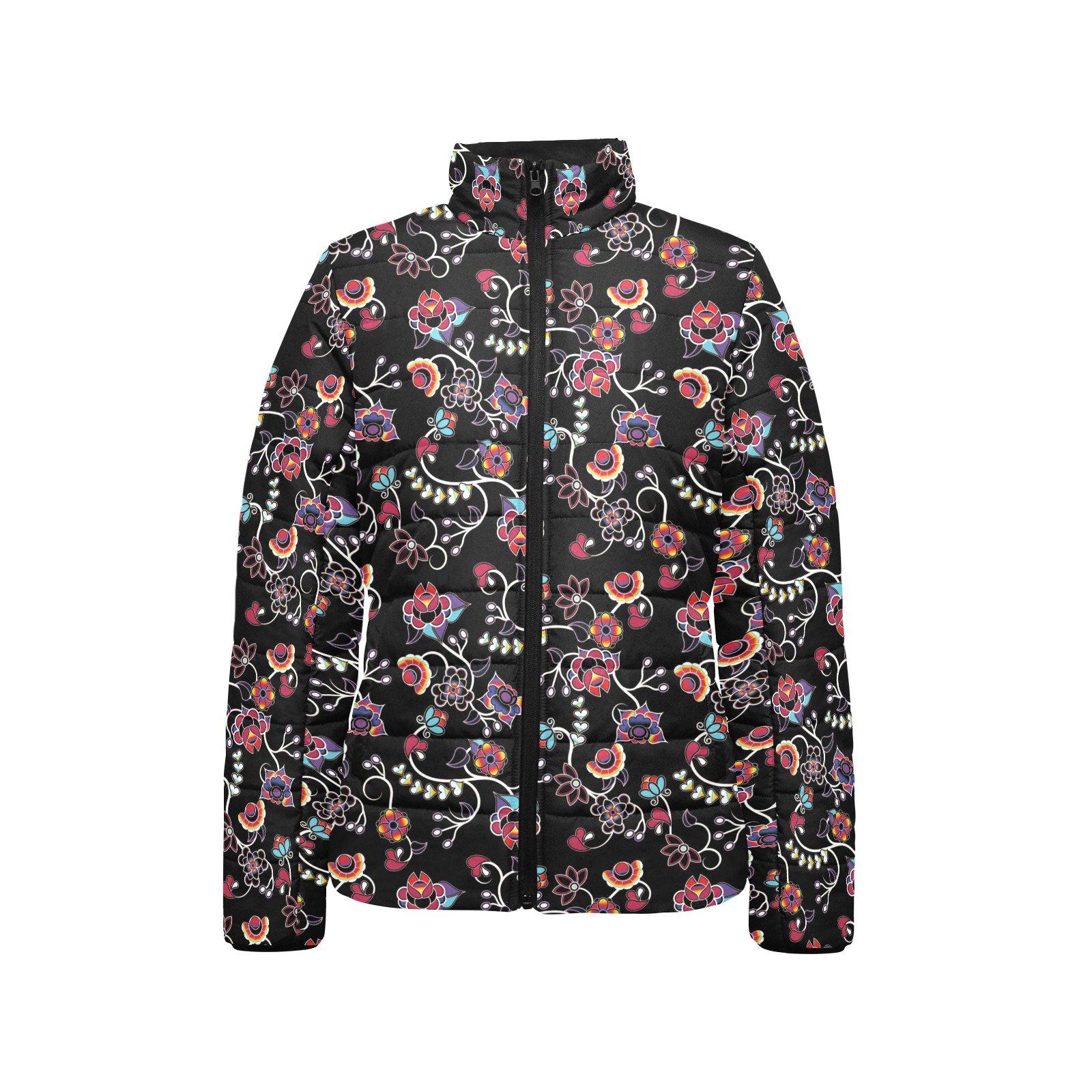 Floral Danseur Women's Stand Collar Padded Jacket (Model H41) jacket e-joyer