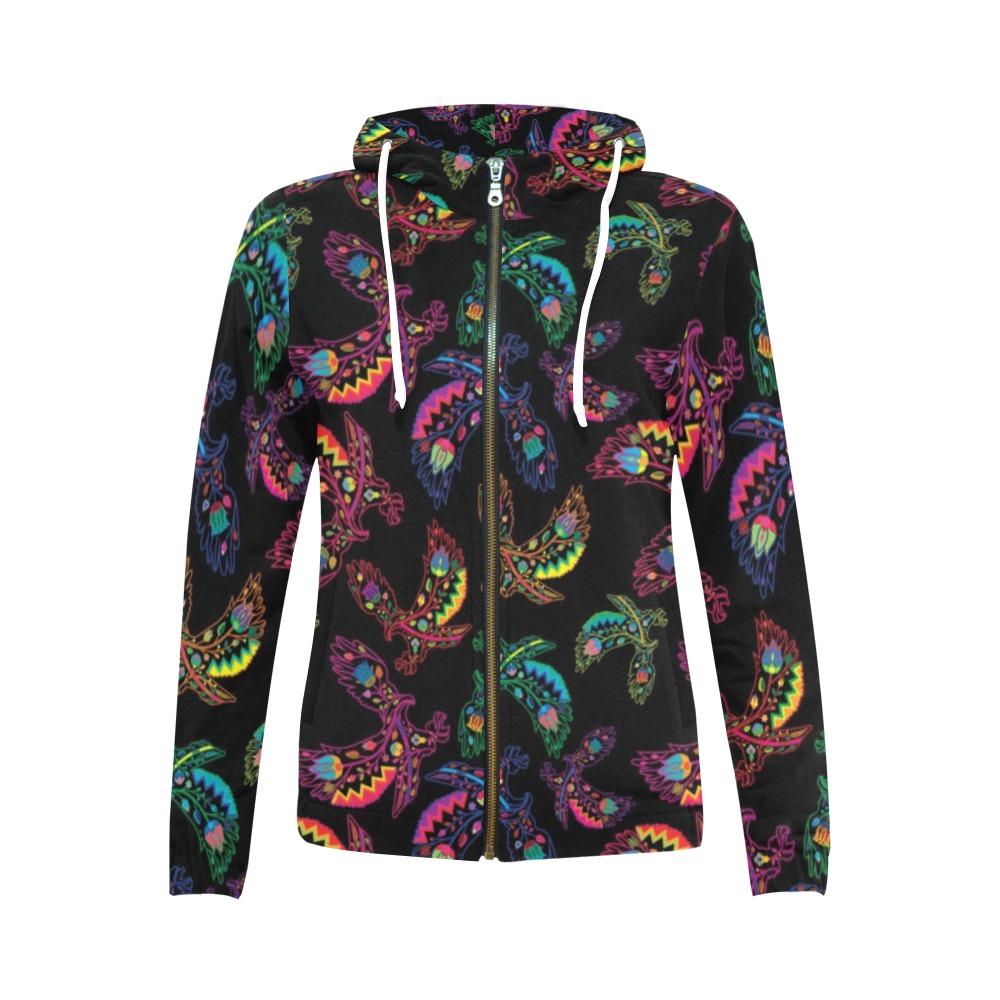Floral Eagle All Over Print Full Zip Hoodie for Women (Model H14) All Over Print Full Zip Hoodie for Women (H14) e-joyer