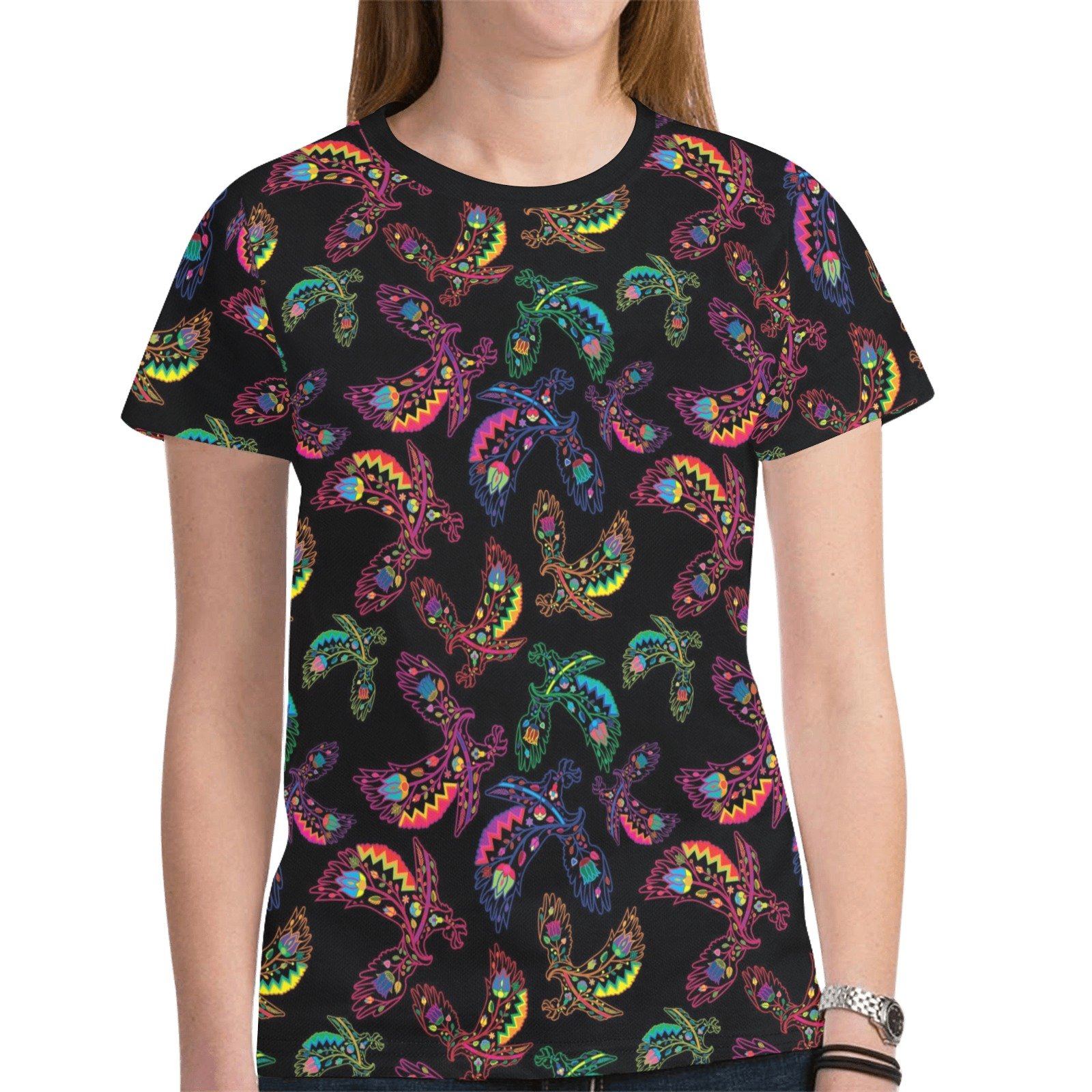 Floral Eagle New All Over Print T-shirt for Women (Model T45) tshirt e-joyer