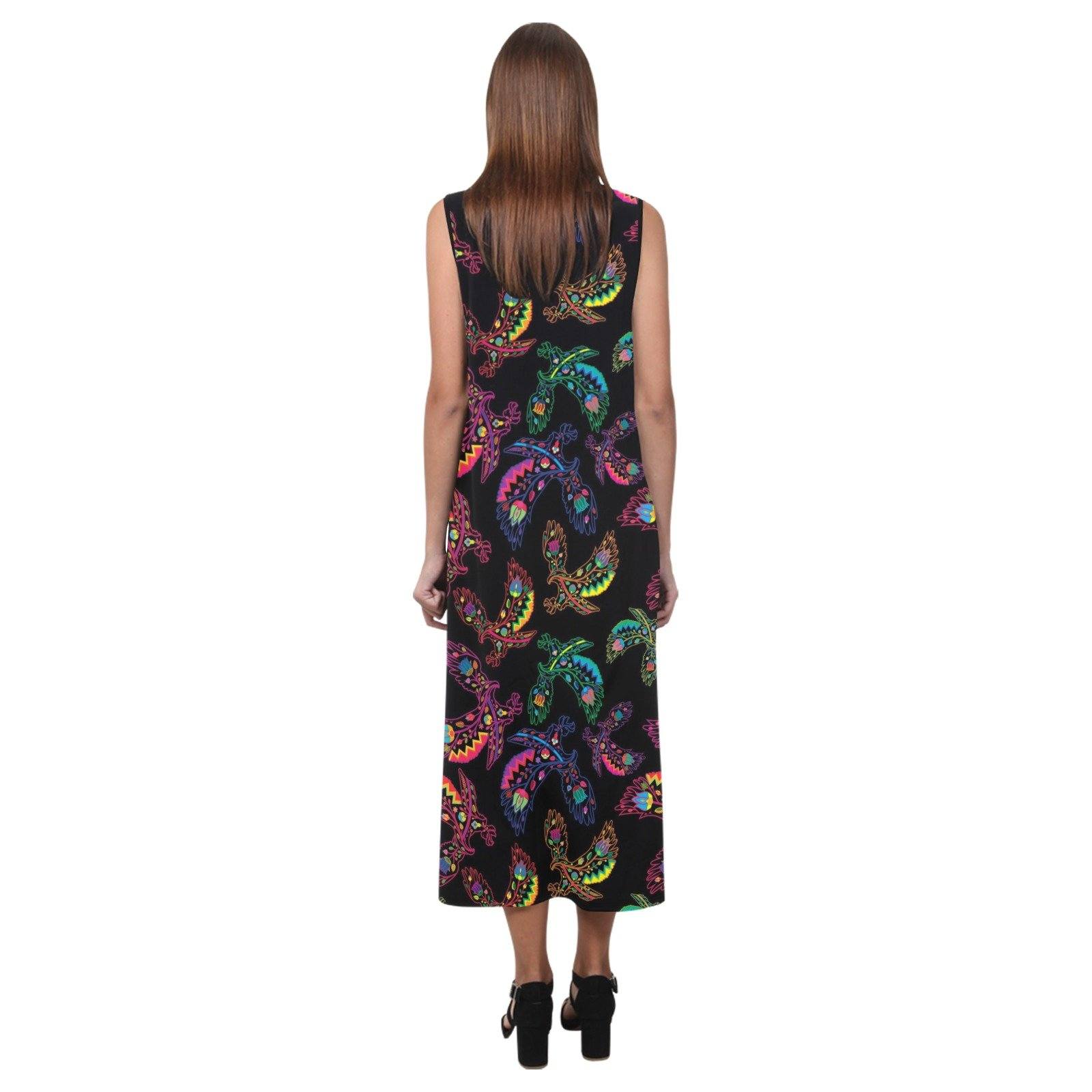 Floral Eagle Phaedra Sleeveless Open Fork Long Dress (Model D08) dress e-joyer