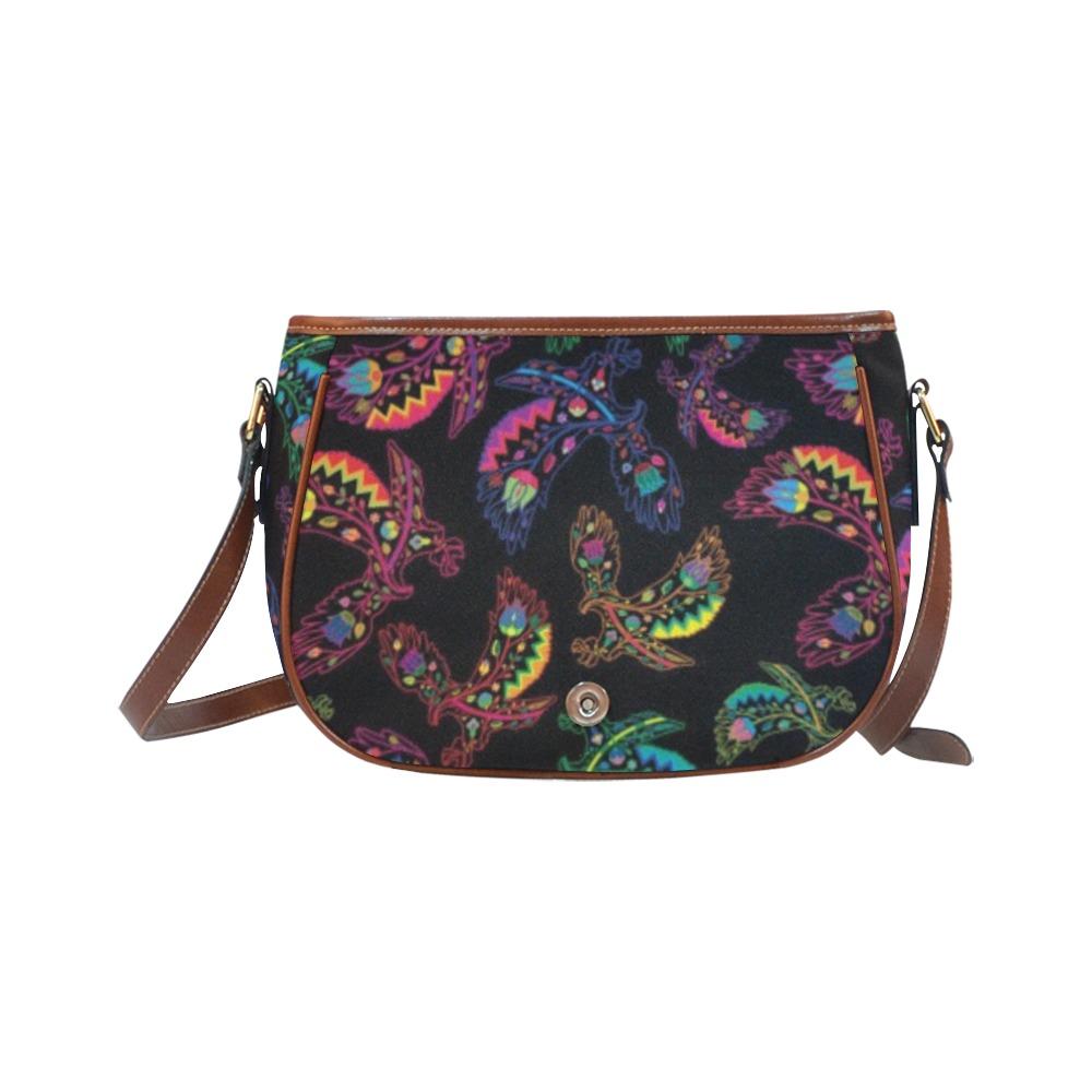 Floral Eagle Saddle Bag/Small (Model 1649) Full Customization bag e-joyer