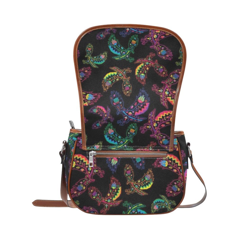 Floral Eagle Saddle Bag/Small (Model 1649) Full Customization bag e-joyer