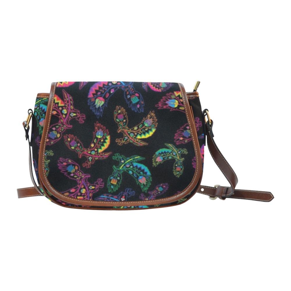 Floral Eagle Saddle Bag/Small (Model 1649) Full Customization bag e-joyer