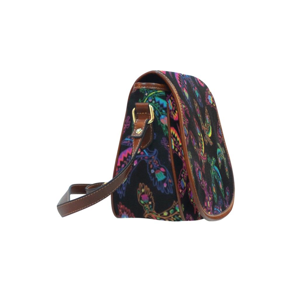 Floral Eagle Saddle Bag/Small (Model 1649) Full Customization bag e-joyer