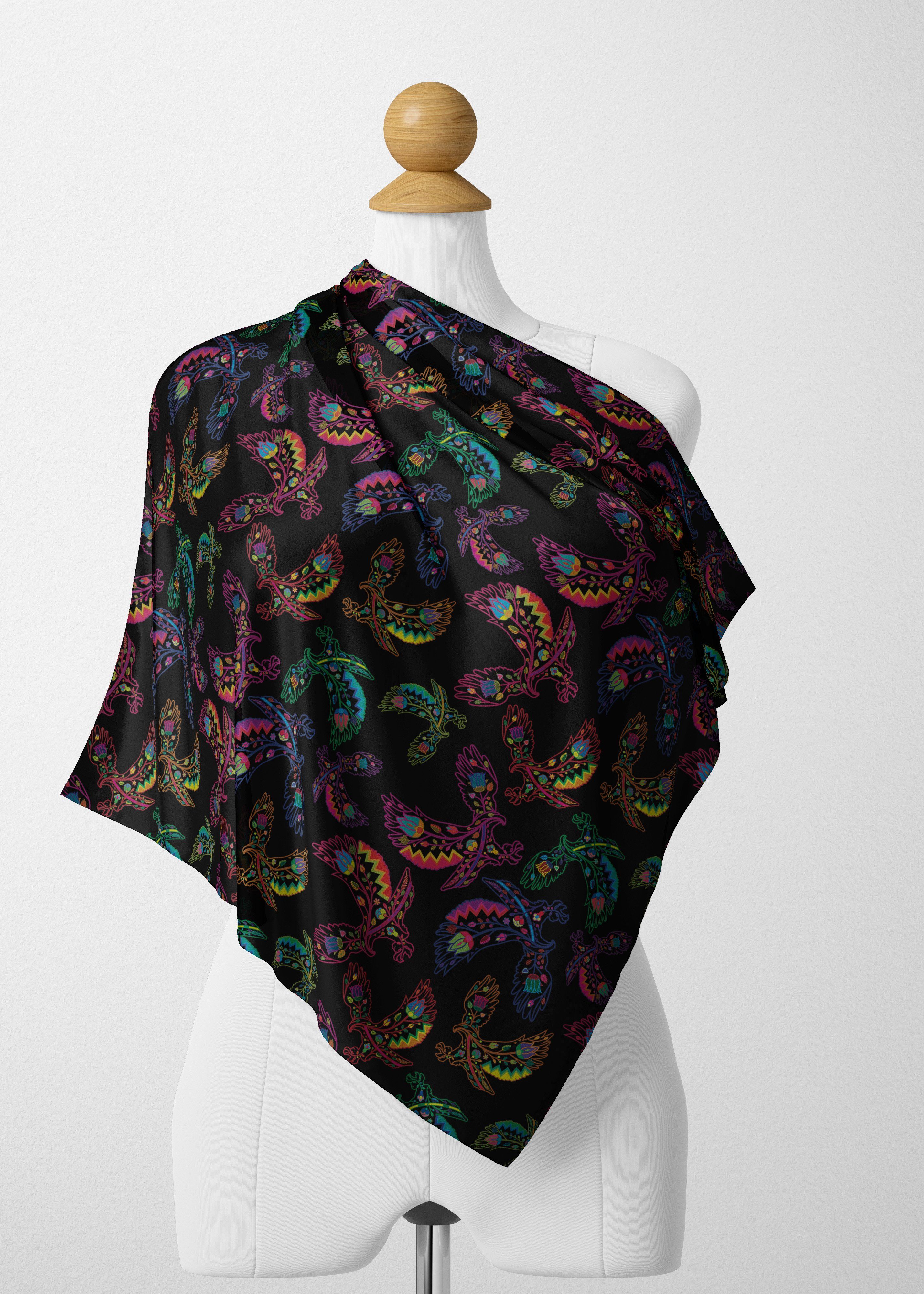 Floral Eagle Satin Shawl Scarf 49 Dzine