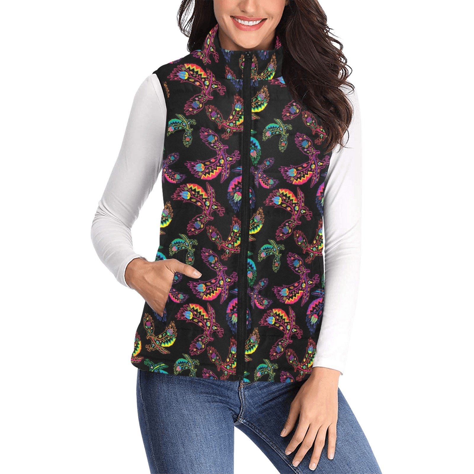 Floral Eagle Women's Padded Vest Jacket (Model H44) Women's Padded Vest Jacket (H44) e-joyer