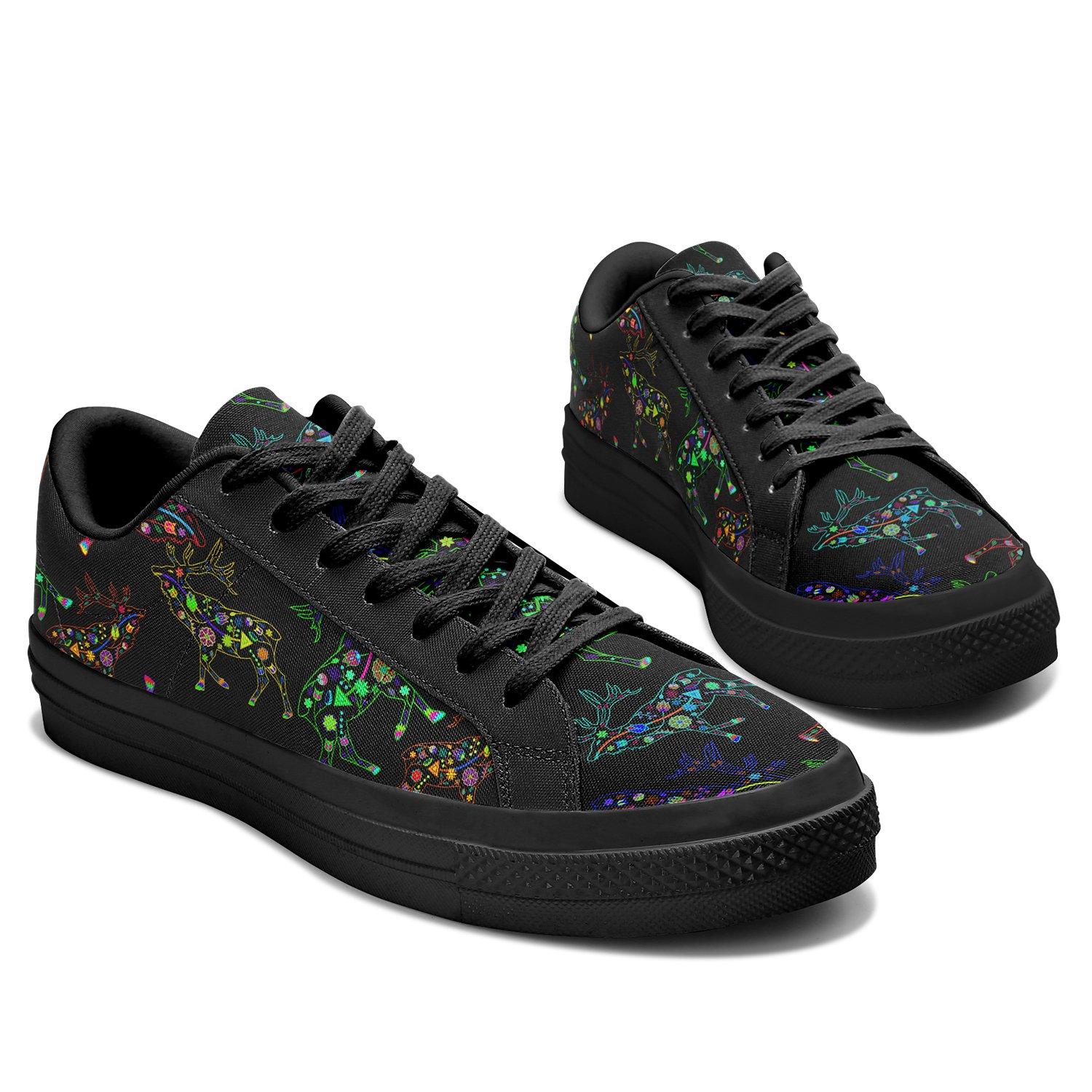 Floral Elk Aapisi Low Top Canvas Shoes Black Sole aapisi Herman