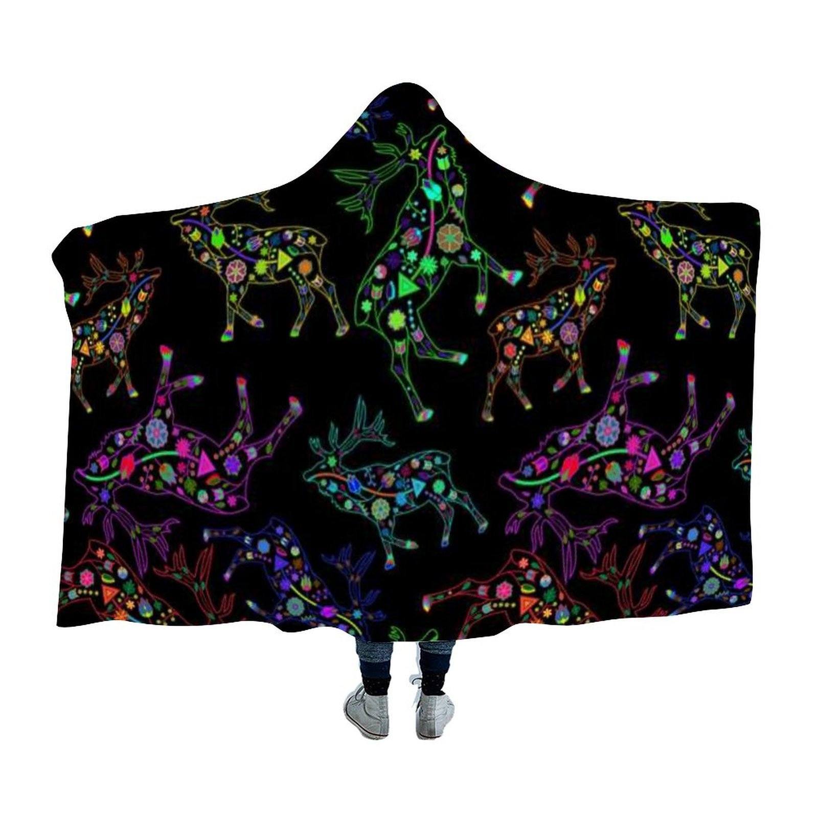 Floral Elk Hooded Blanket 49 Dzine