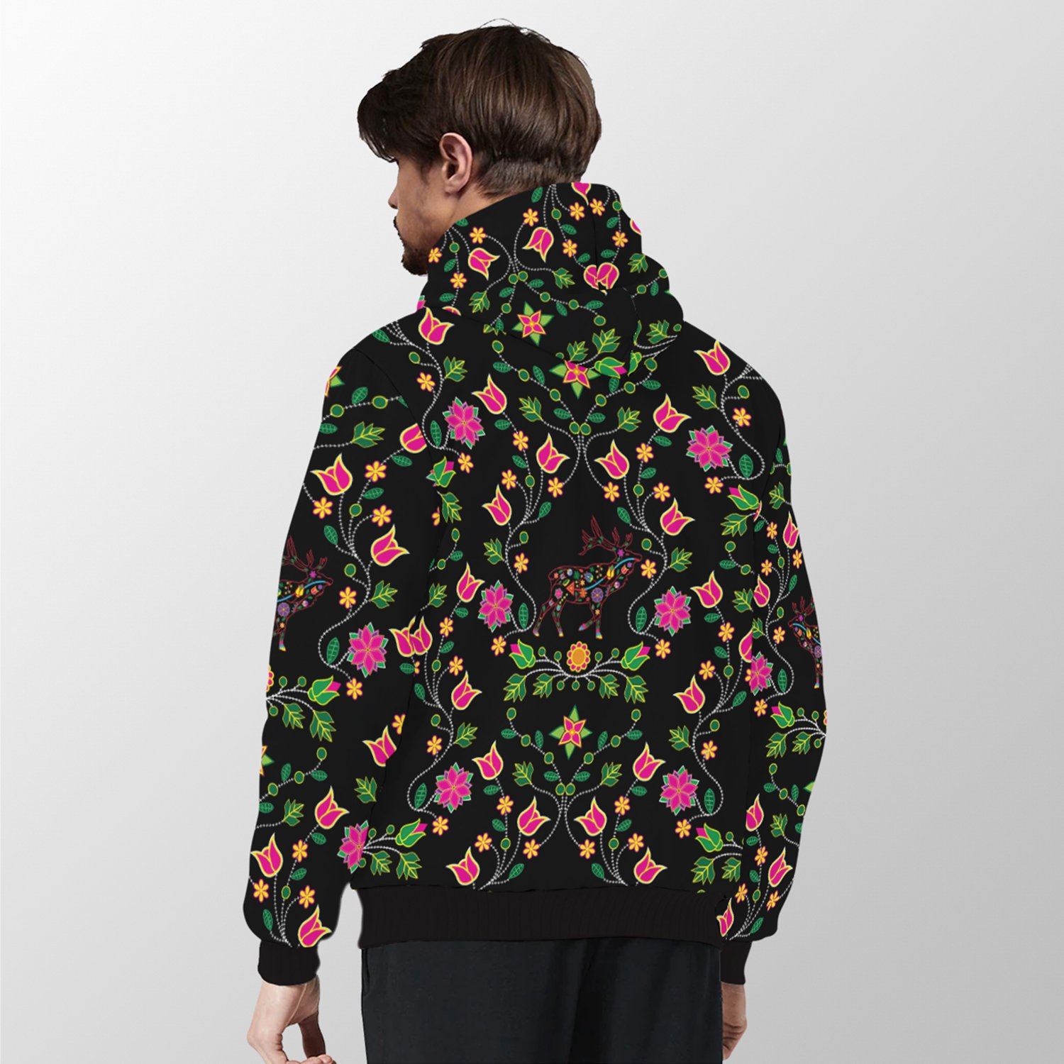 Floral Elk Sherpa Hoodie 49 Dzine