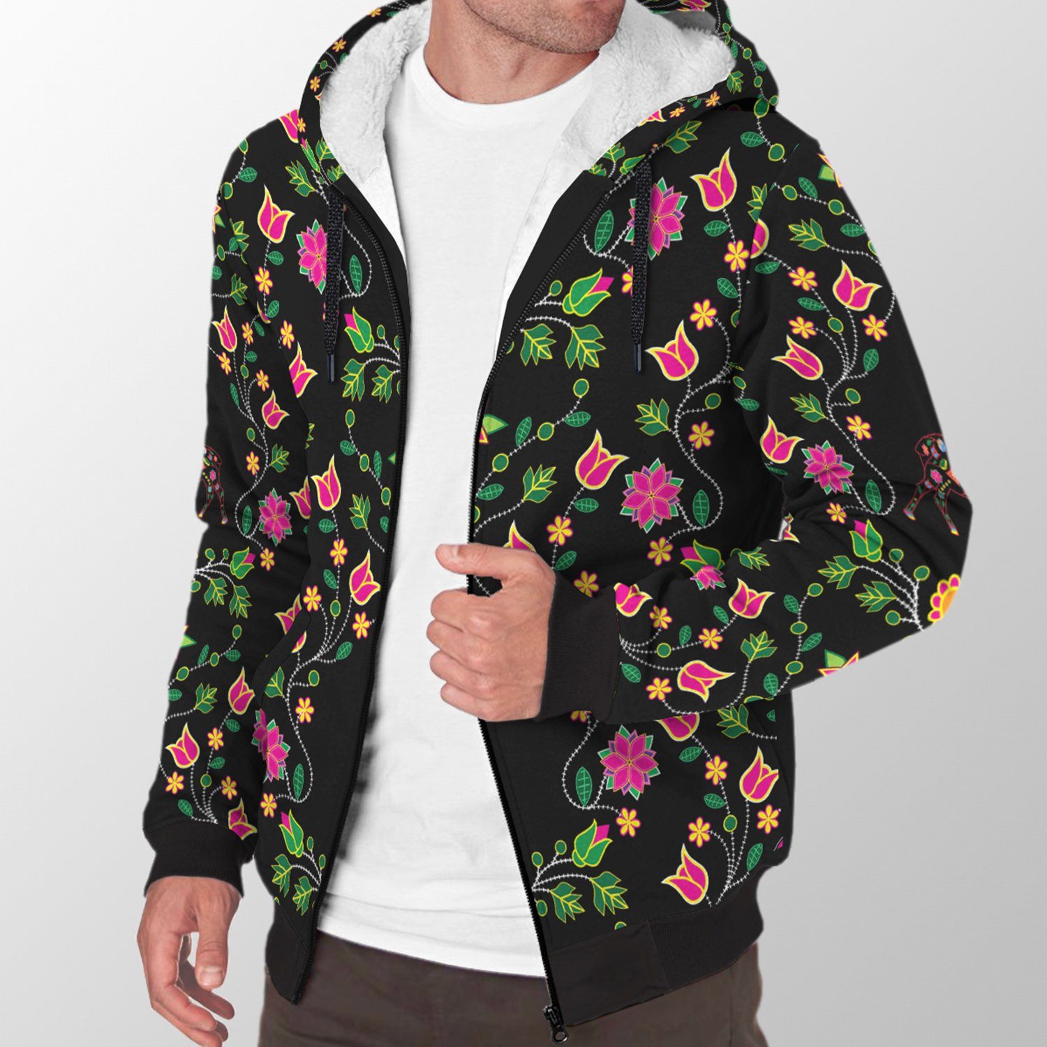 Floral Elk Sherpa Hoodie 49 Dzine
