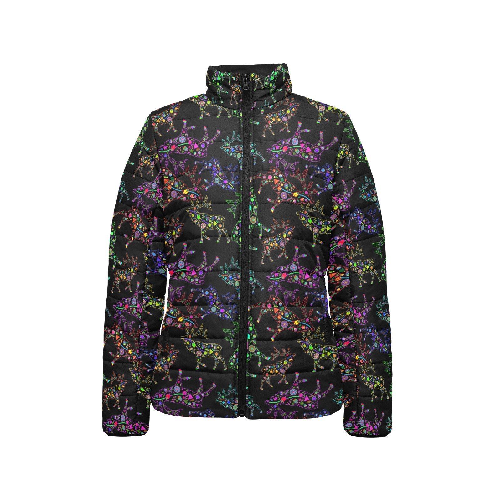 Floral Elk Women's Stand Collar Padded Jacket (Model H41) jacket e-joyer