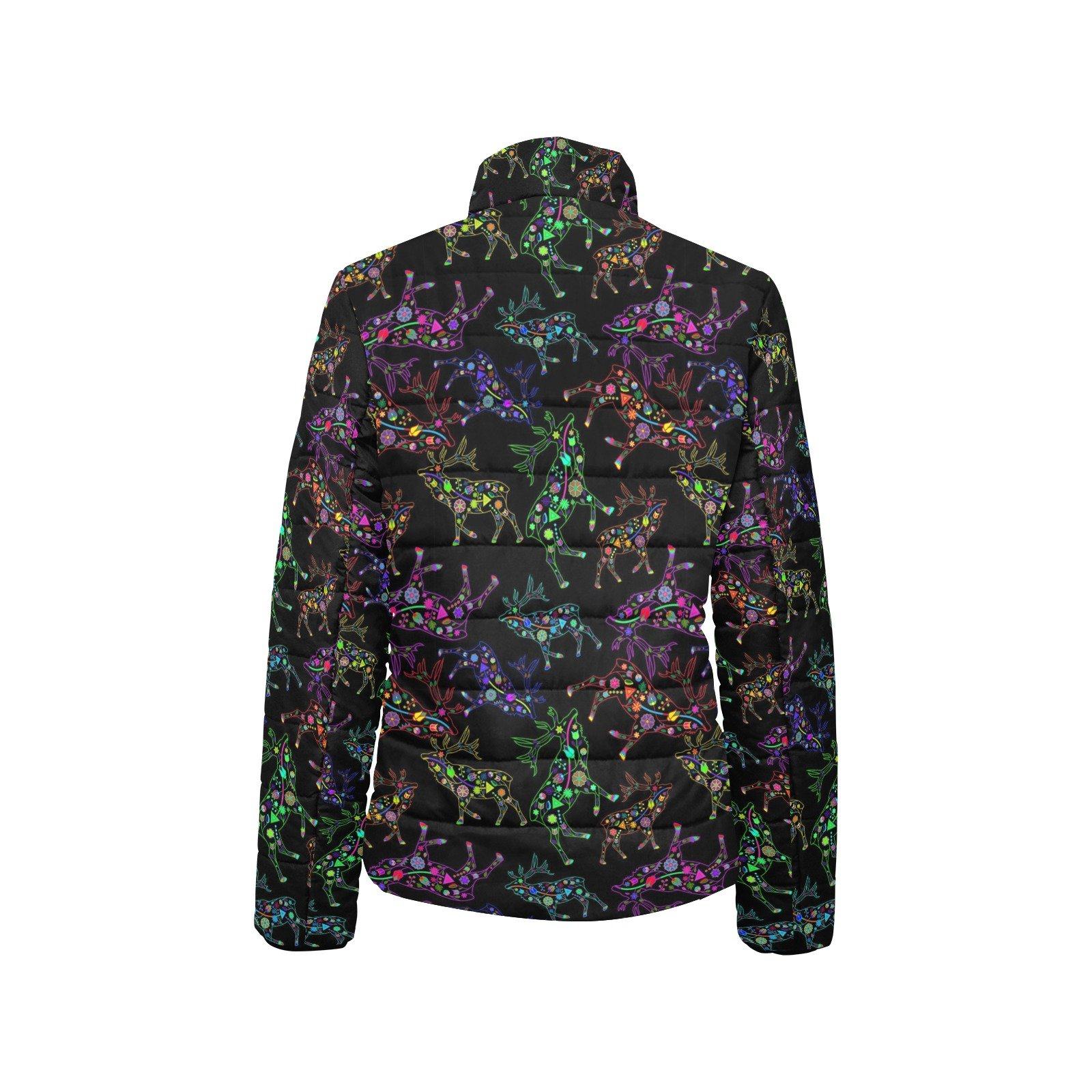 Floral Elk Women's Stand Collar Padded Jacket (Model H41) jacket e-joyer