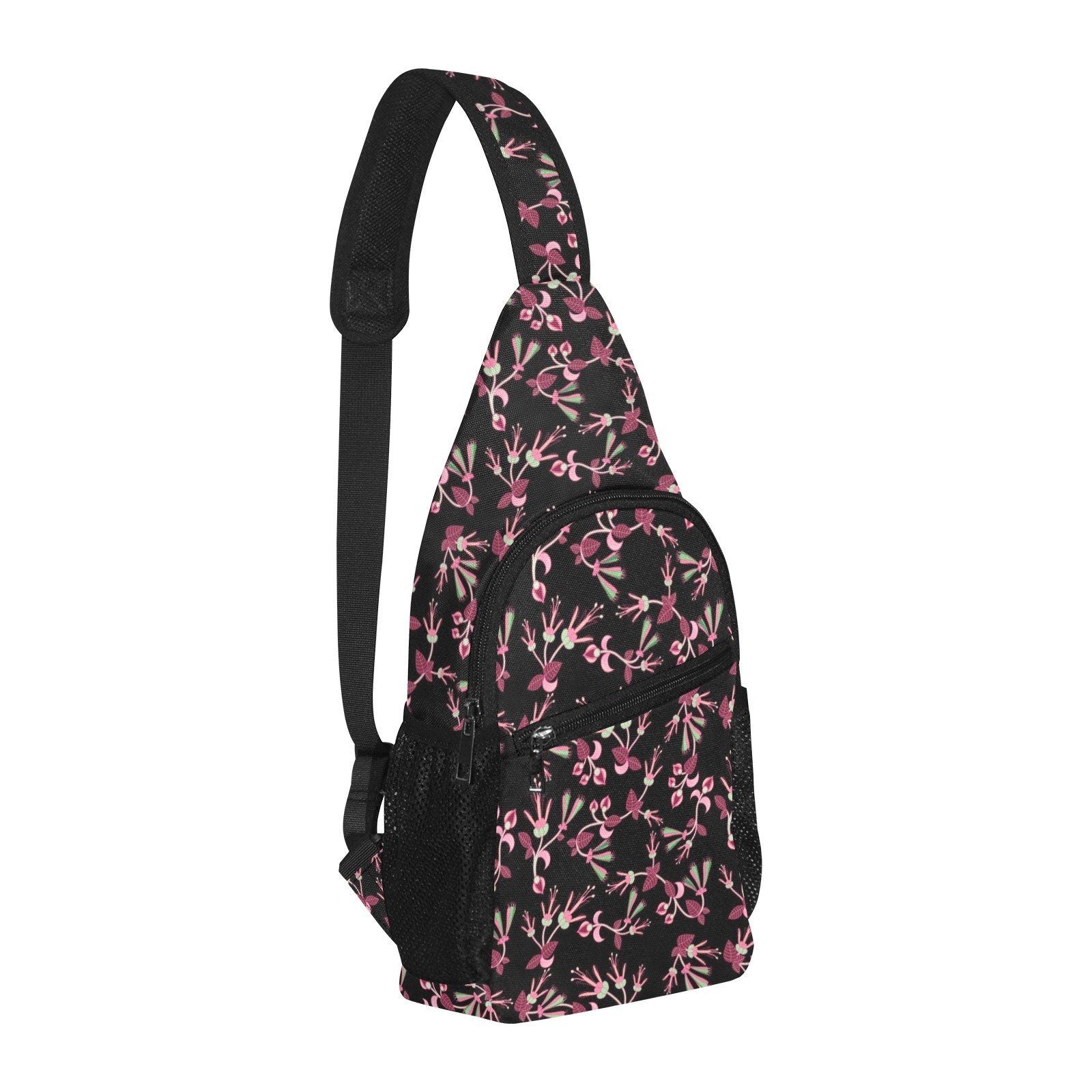 Floral Green Black All Over Print Chest Bag (Model 1719) All Over Print Chest Bag (1719) e-joyer