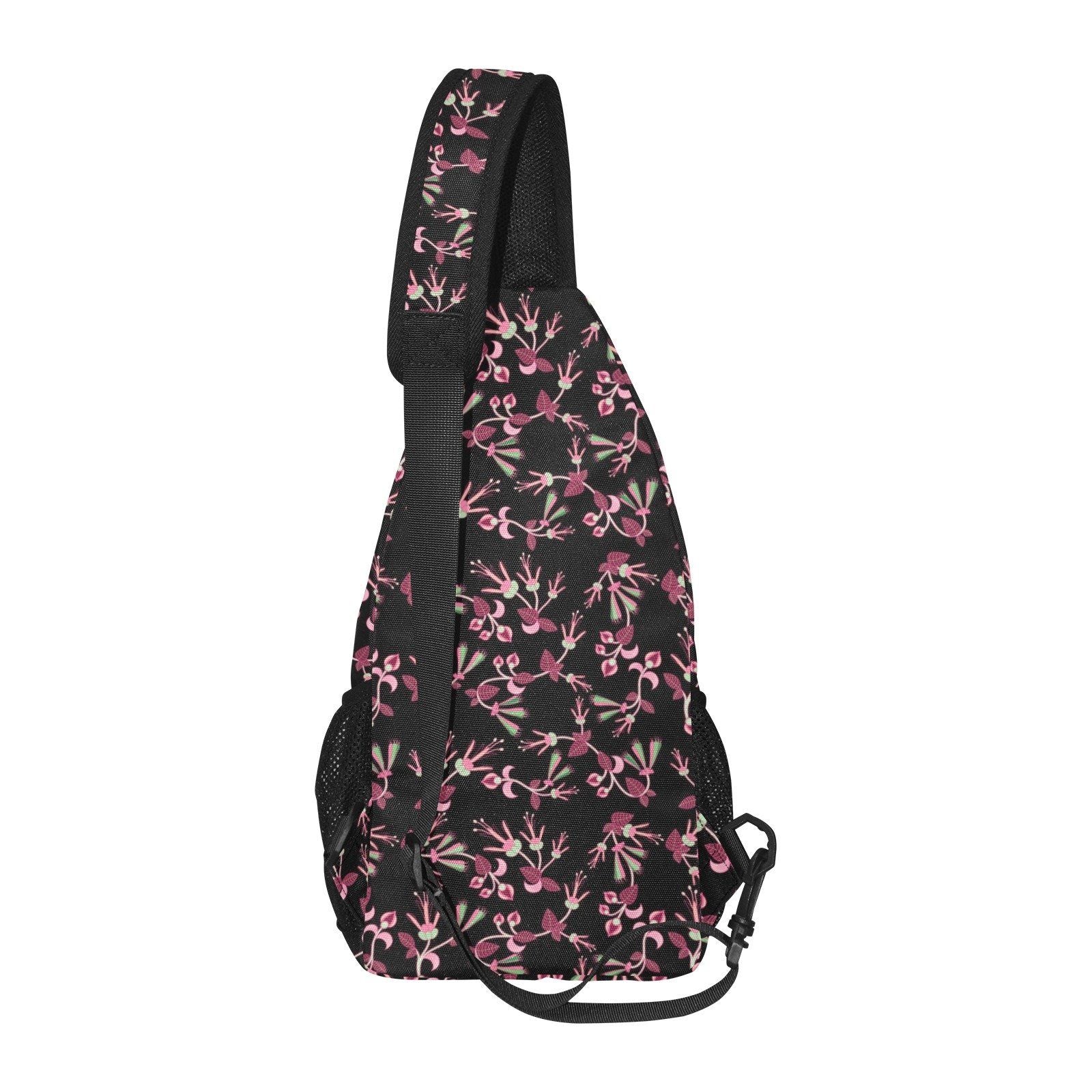 Floral Green Black All Over Print Chest Bag (Model 1719) All Over Print Chest Bag (1719) e-joyer
