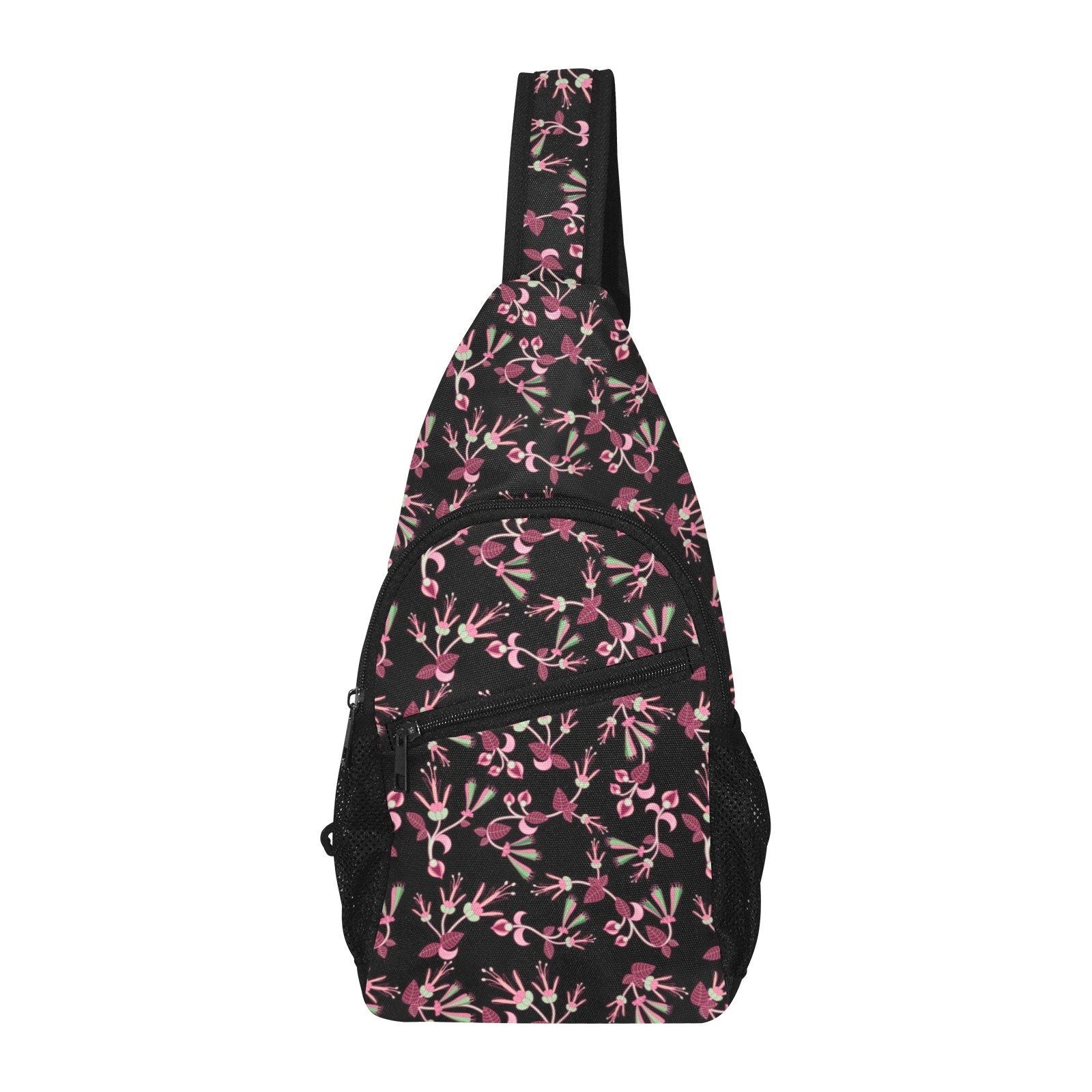 Floral Green Black All Over Print Chest Bag (Model 1719) All Over Print Chest Bag (1719) e-joyer