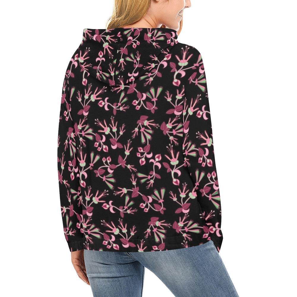 Floral Green Black All Over Print Hoodie for Women (USA Size) (Model H13) All Over Print Hoodie for Women (H13) e-joyer