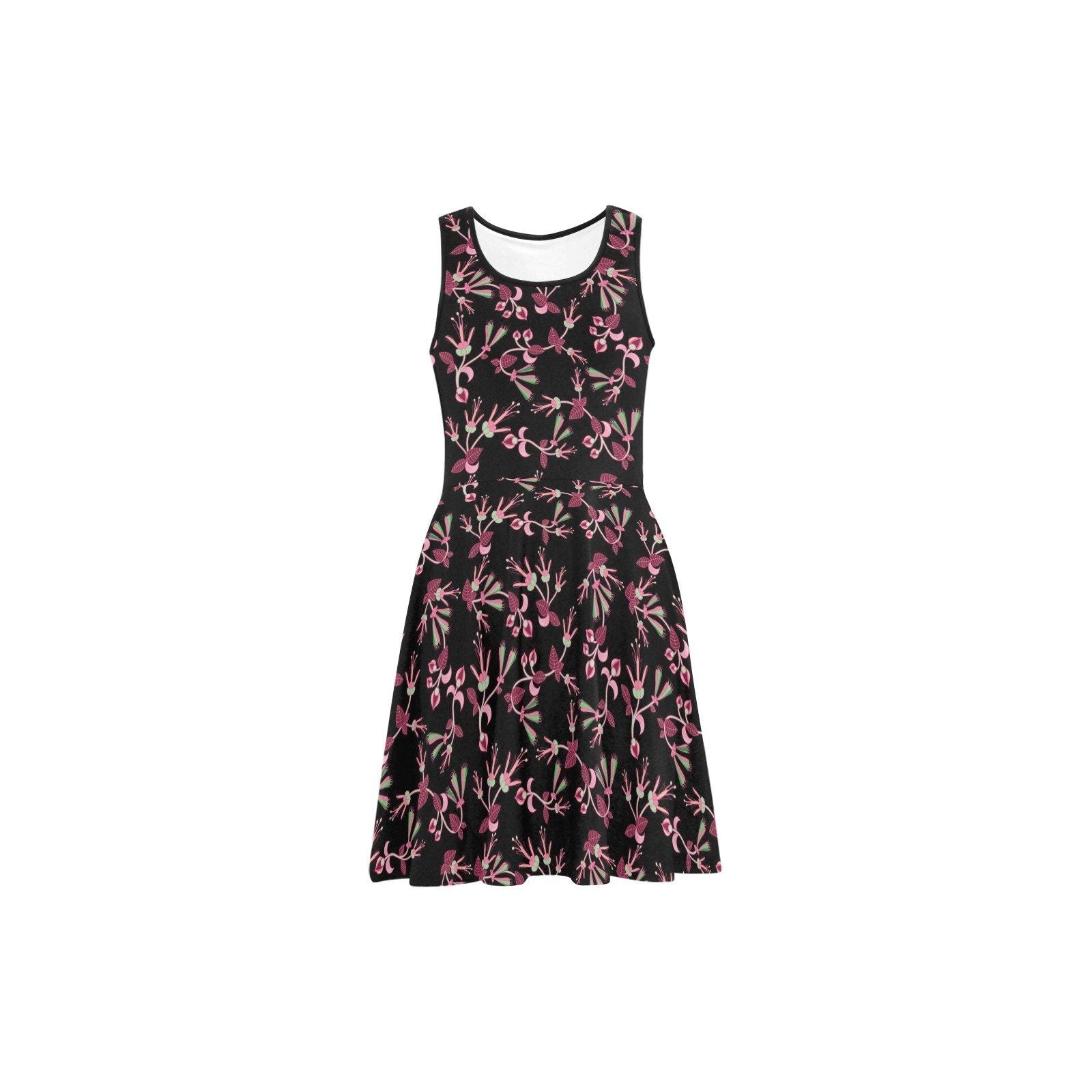 Floral Green Black Atalanta Sundress (Model D04) Atalanta Sundress (D04) e-joyer