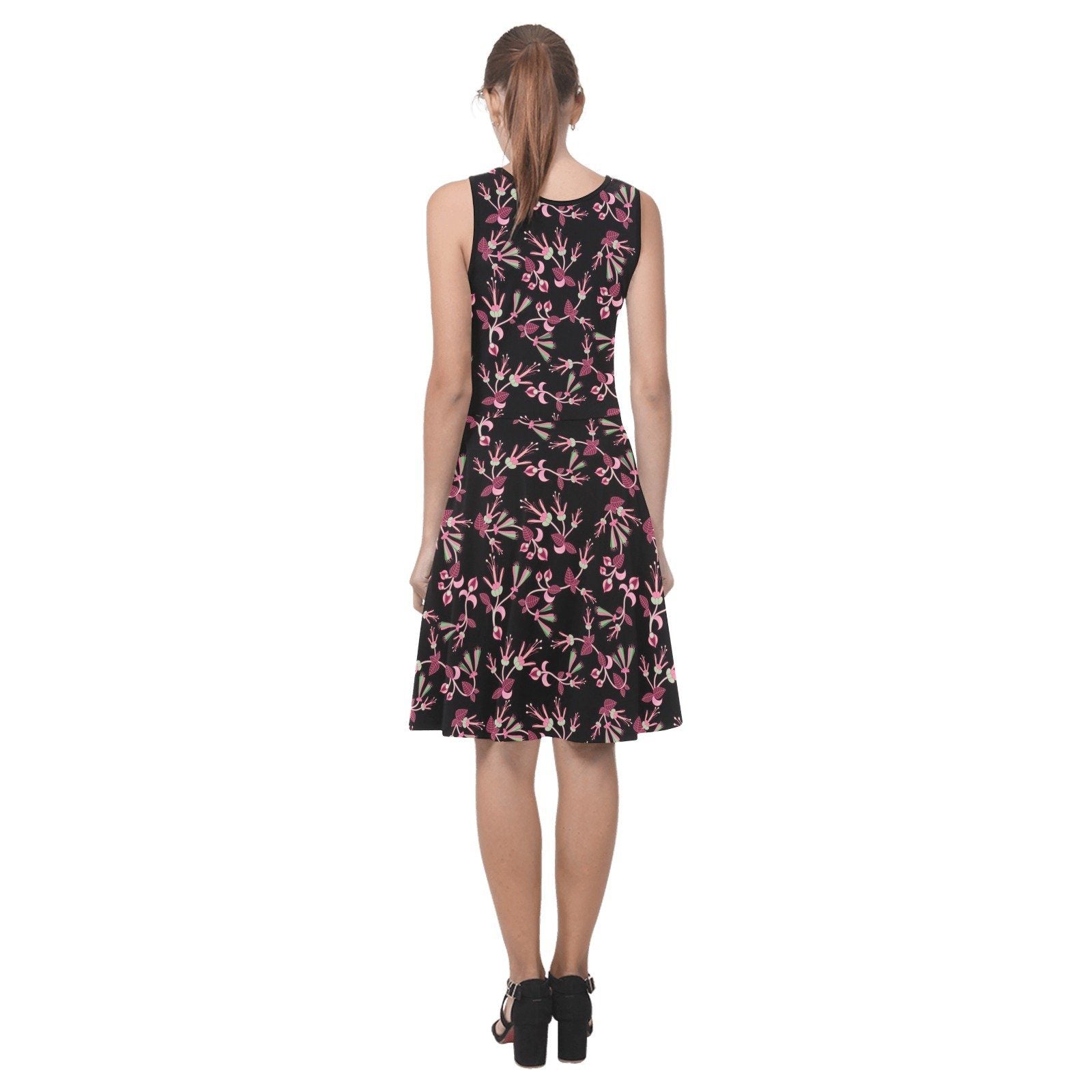 Floral Green Black Atalanta Sundress (Model D04) Atalanta Sundress (D04) e-joyer