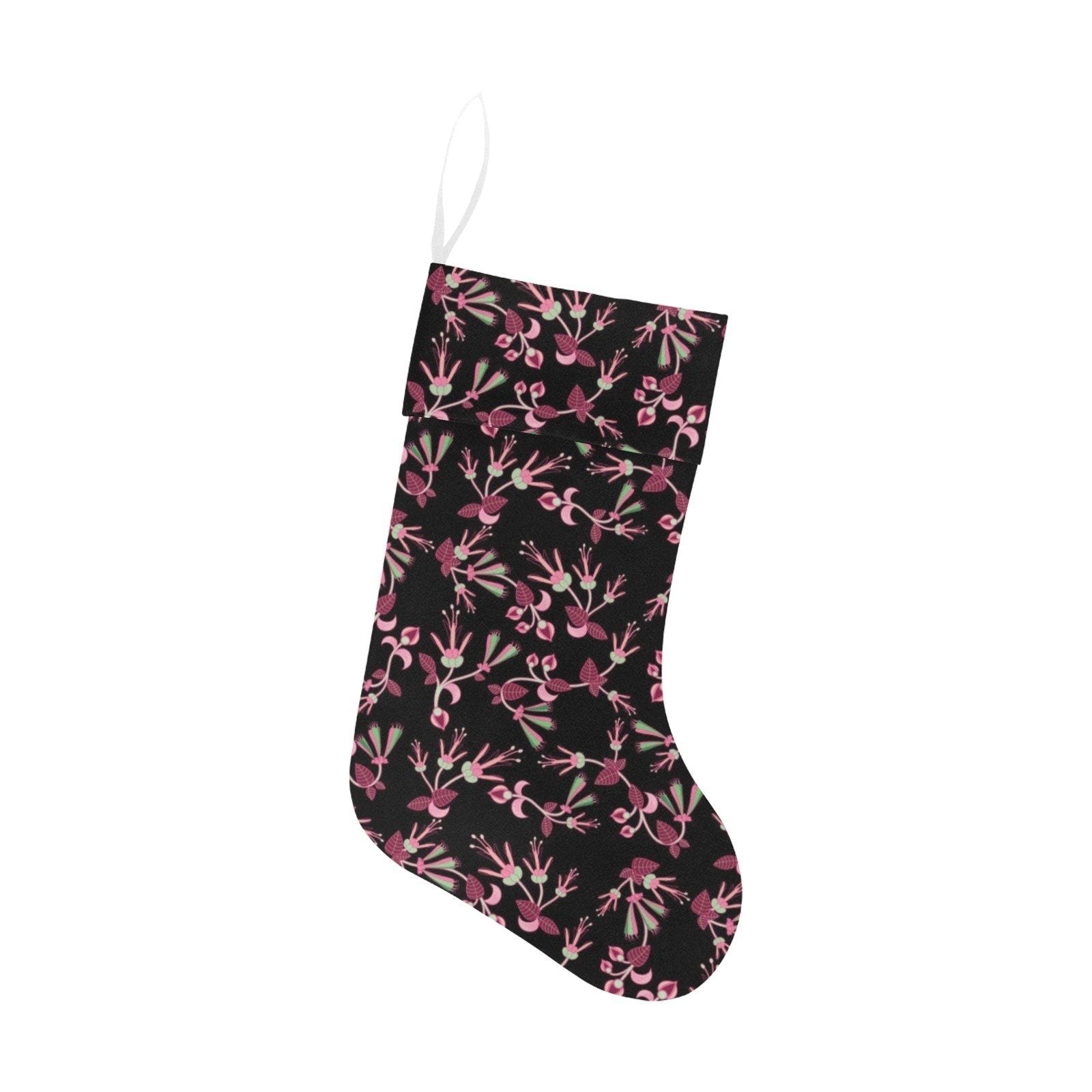 Floral Green Black Christmas Stocking holiday stocking e-joyer
