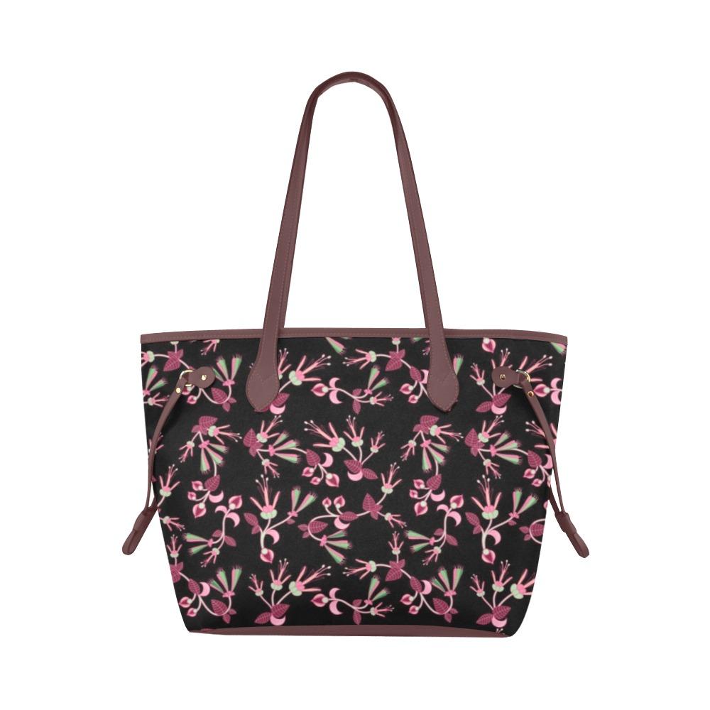Floral Green Black Clover Canvas Tote Bag (Model 1661) Clover Canvas Tote Bag (1661) e-joyer