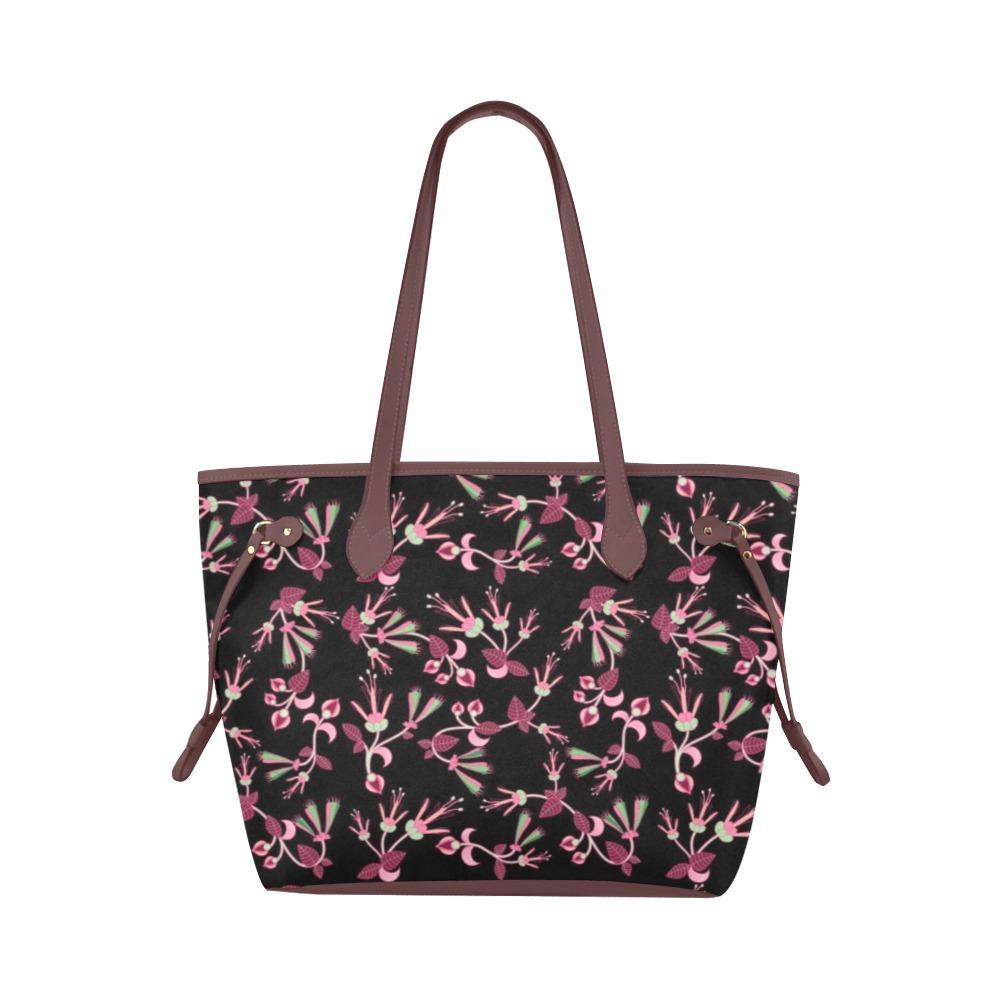 Floral Green Black Clover Canvas Tote Bag (Model 1661) Clover Canvas Tote Bag (1661) e-joyer
