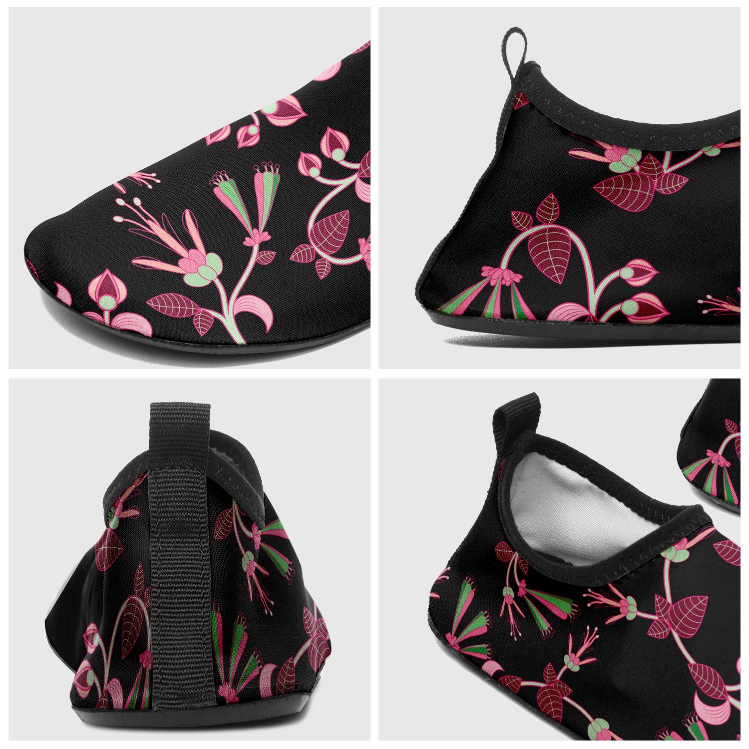 Floral Green Black Kid's Slip On Shoes Herman