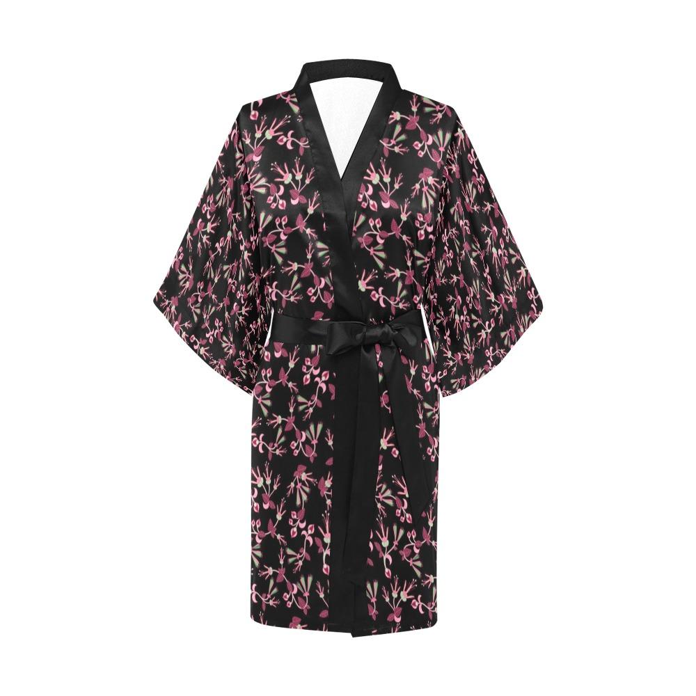 Floral Green Black Kimono Robe Artsadd