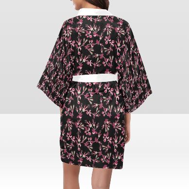 Floral Green Black Kimono Robe Artsadd