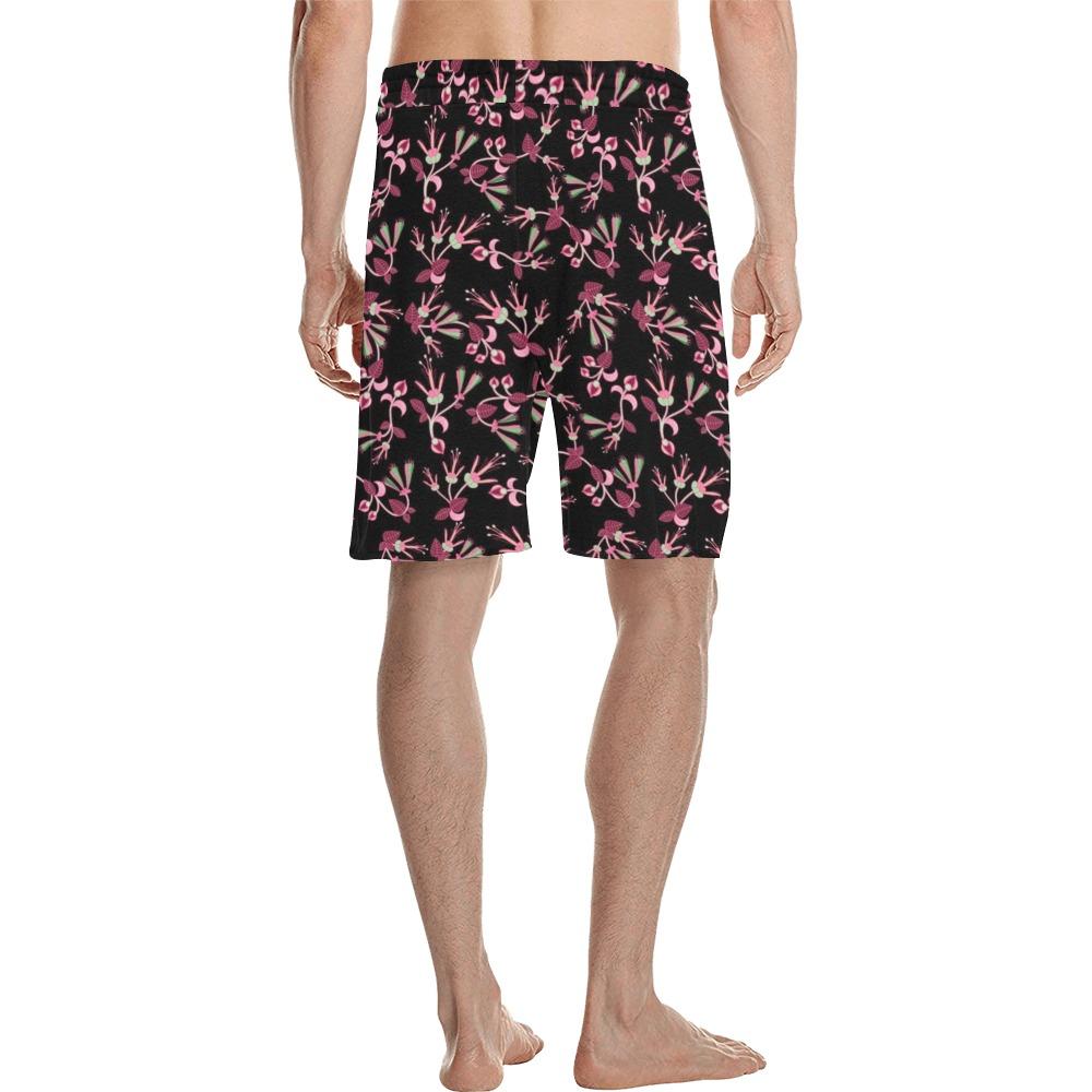 Floral Green Black Men's All Over Print Casual Shorts (Model L23) Men's Casual Shorts (L23) e-joyer
