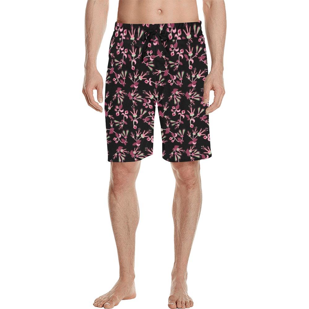 Floral Green Black Men's All Over Print Casual Shorts (Model L23) Men's Casual Shorts (L23) e-joyer