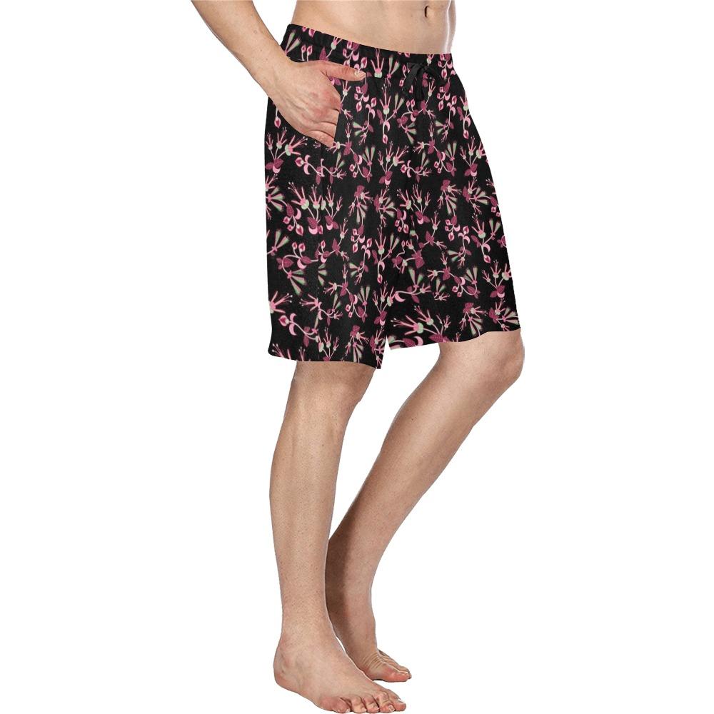 Floral Green Black Men's All Over Print Casual Shorts (Model L23) Men's Casual Shorts (L23) e-joyer