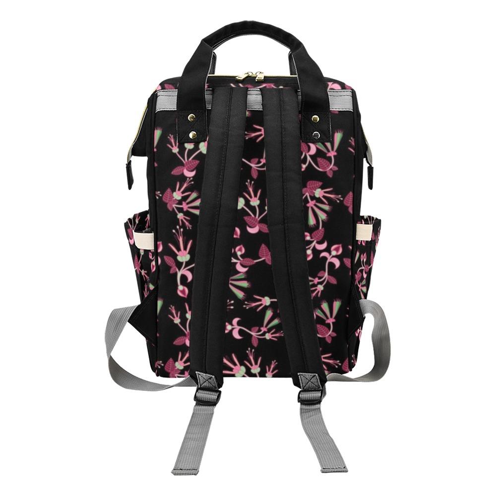 Floral Green Black Multi-Function Diaper Backpack/Diaper Bag (Model 1688) bag e-joyer