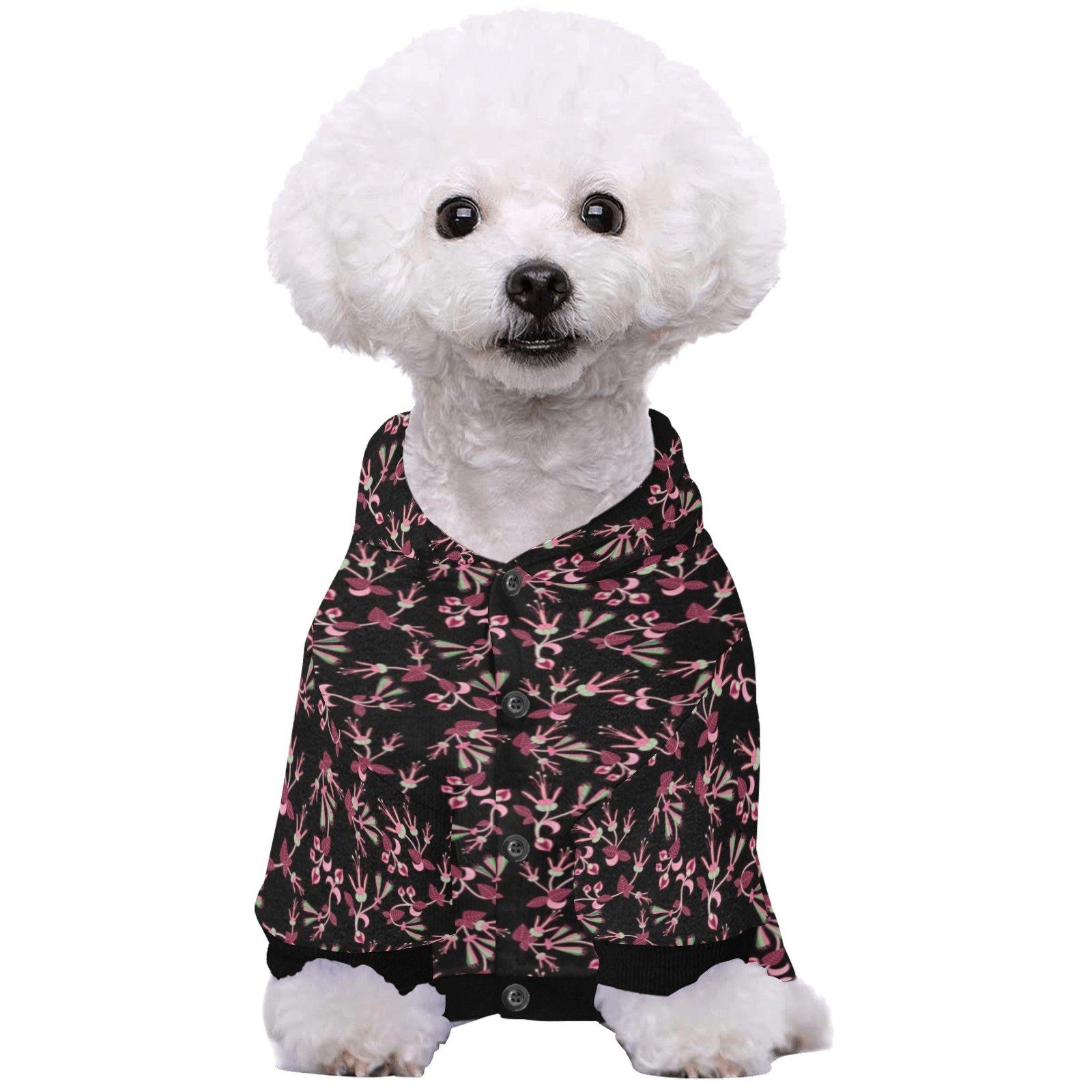 Floral Green Black Pet Dog Hoodie Pet Dog Hoodie e-joyer 