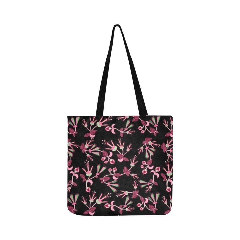 Floral Green Black Reusable Shopping Bag Model 1660 (Two sides) Shopping Tote Bag (1660) e-joyer