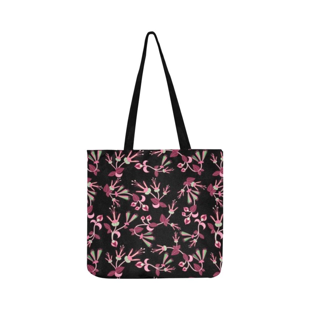 Floral Green Black Reusable Shopping Bag Model 1660 (Two sides) Shopping Tote Bag (1660) e-joyer