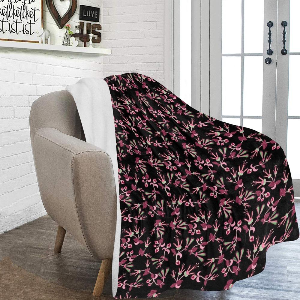 Floral Green Black Ultra-Soft Micro Fleece Blanket 60"x80" Ultra-Soft Blanket 60''x80'' e-joyer 