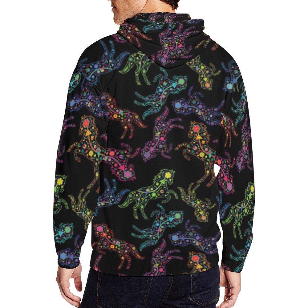Floral Horse All Over Print Full Zip Hoodie for Men (Model H14) All Over Print Full Zip Hoodie for Men (H14) e-joyer