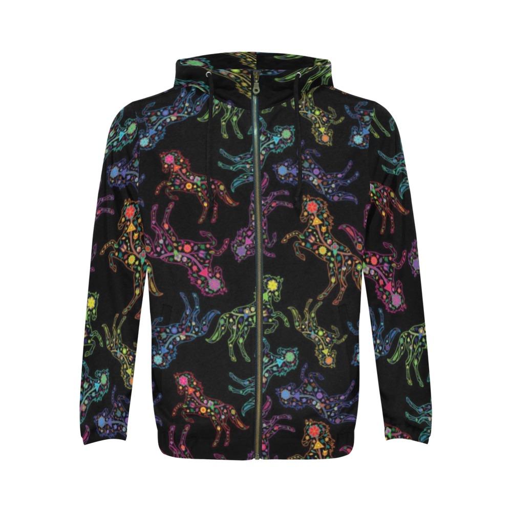 Floral Horse All Over Print Full Zip Hoodie for Men (Model H14) All Over Print Full Zip Hoodie for Men (H14) e-joyer